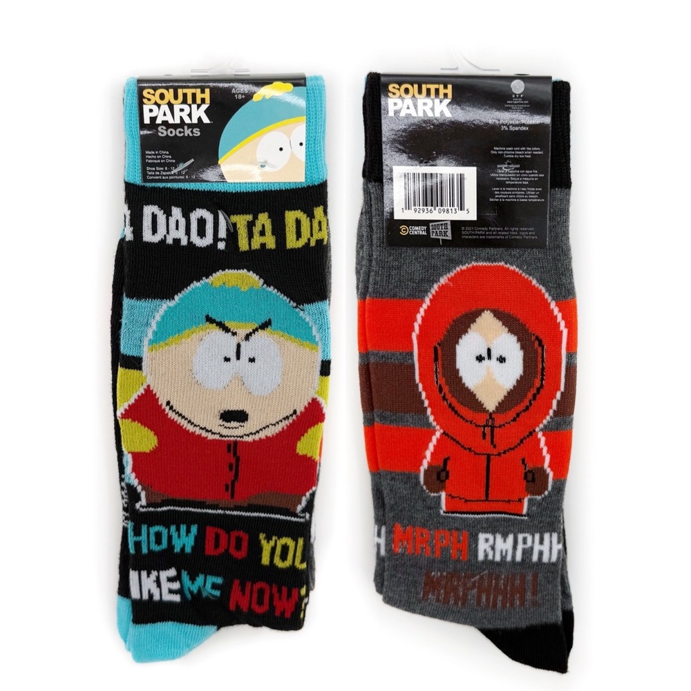 South Park Crew Socks Mens Womens Cartman Kenny Funny Fun Gift 2 Pairs